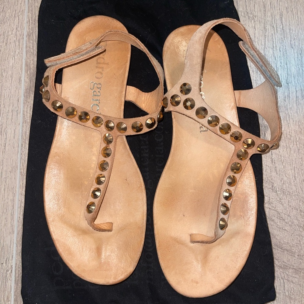 Pedro Garcia Beige studded sandals